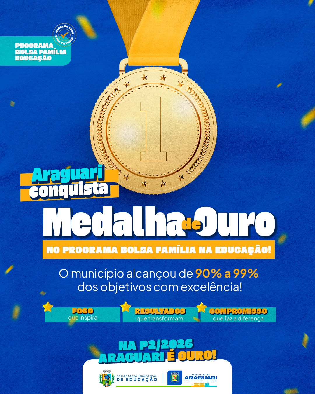 Araguari conquista Medalha Ouro no Programa Bolsa Família na Educação