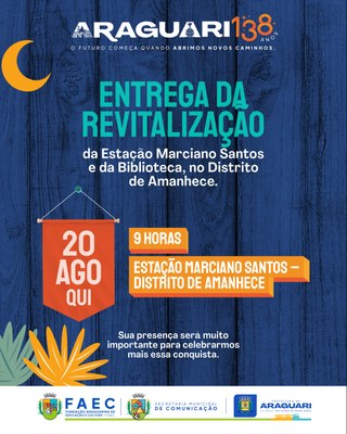 Distrito de Amanhece ganha Biblioteca Pública em Estação Marciano Santos como parte das comemorações pelos 138 anos de Araguari