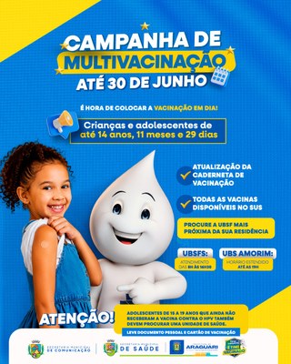 Prefeitura de Araguari intensifica campanha de multivacinação para crianças, adolescentes e jovens