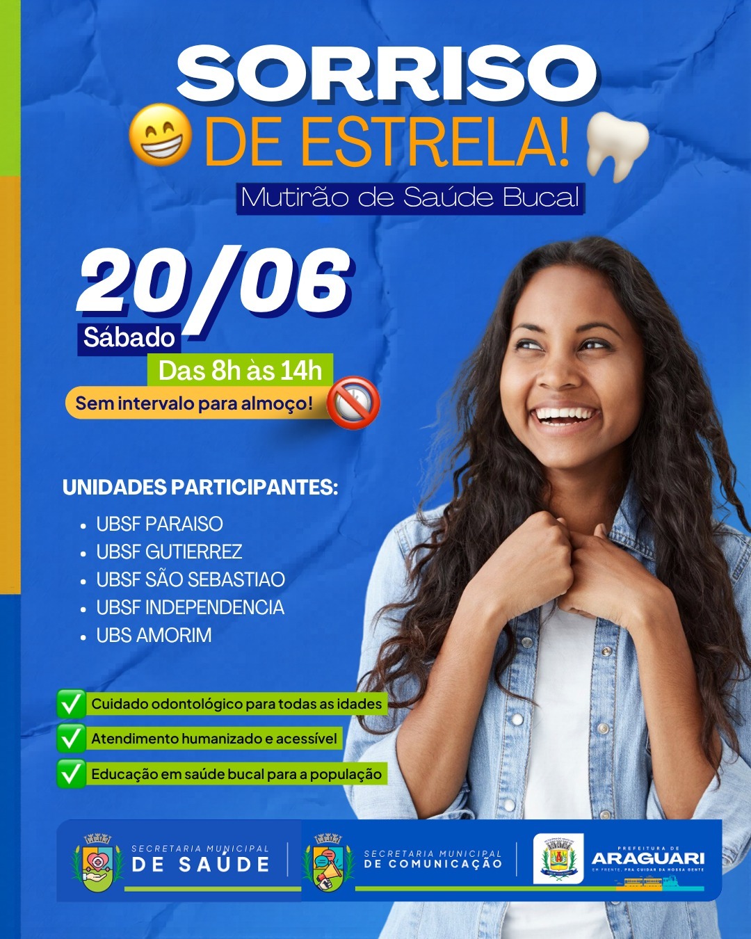 Prefeitura de Araguari realiza campanha “Sorriso de Estrelas” no dia 20 de junho