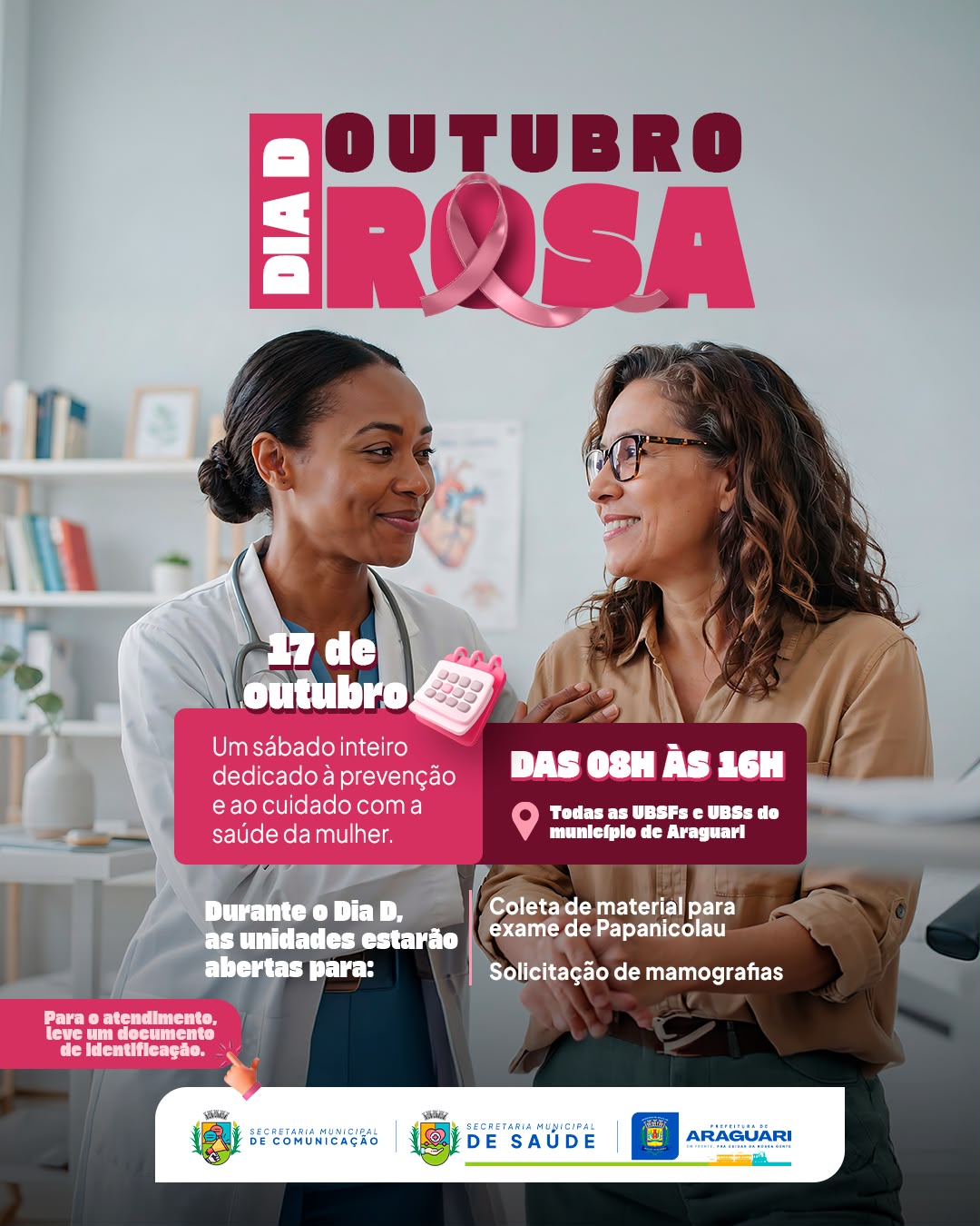🎀 É AMANHÃ! DIA D DO OUTUBRO ROSA EM ARAGUARI! 💗