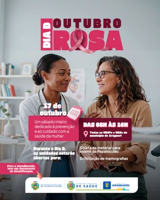 🎀 É AMANHÃ! DIA D DO OUTUBRO ROSA EM ARAGUARI! 💗