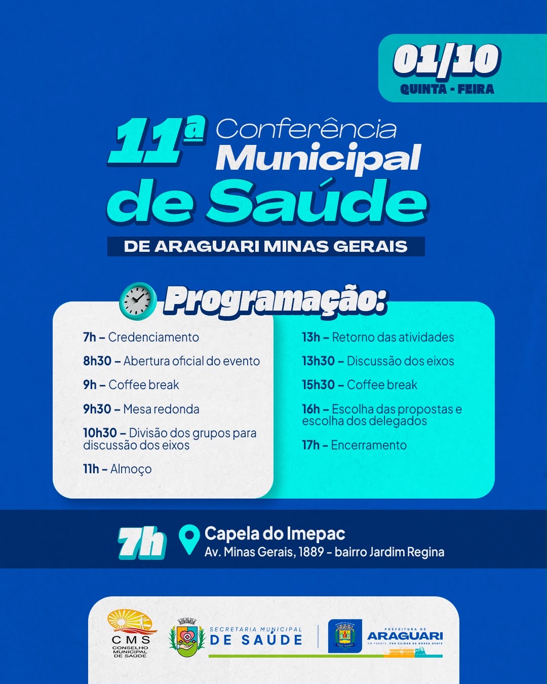 🩺 11ª CONFERÊNCIA MUNICIPAL DE SAÚDE DE ARAGUARI